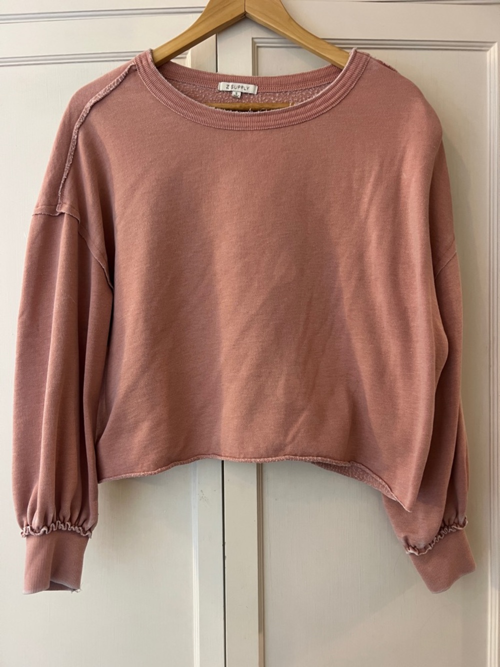 Z Supply Washed Rose Cropped Sweatshirt - Dusty Rose